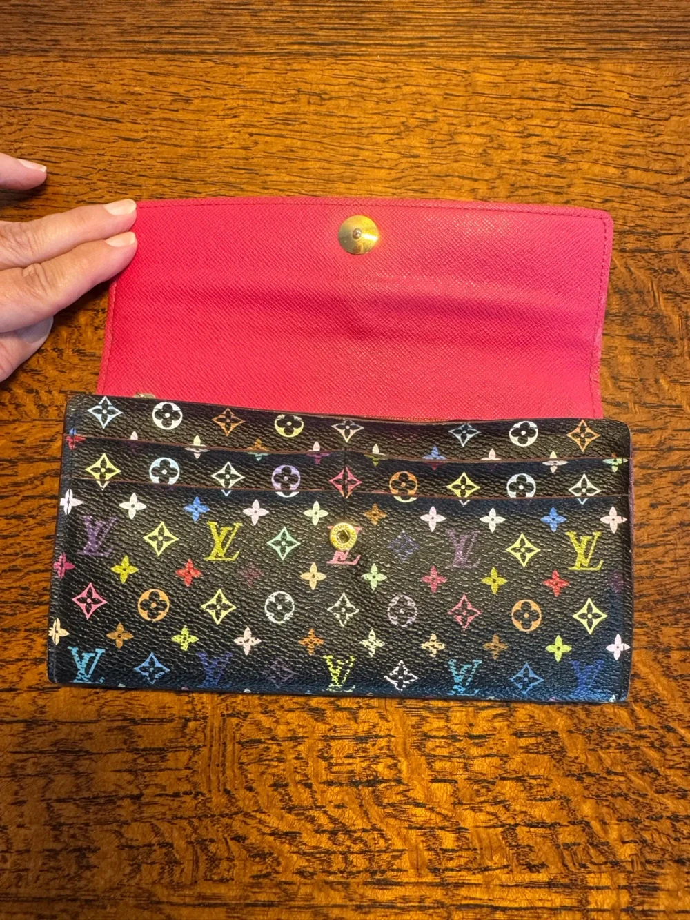 Louis Vuitton Monogram Multicolor Sarah Black Murakami Wallet w/COA